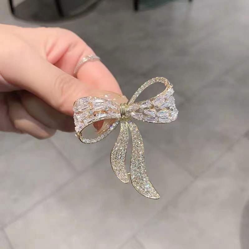 PIN BROOCH RIBBON ZIRCONIA KRISTAL