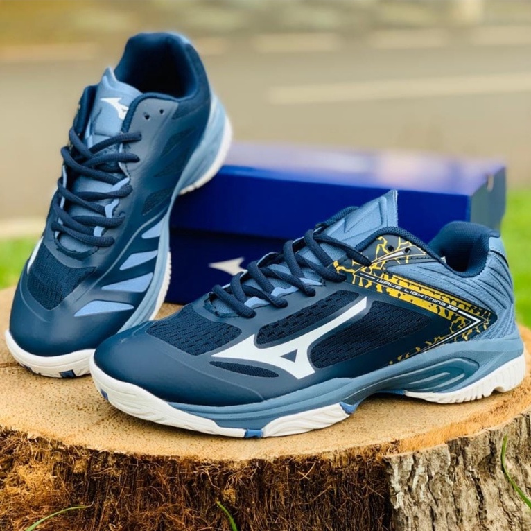 (BAYAR DITEMPAT) TS SEPATU VOLLY MIZUNO WLZ 5 LOW NAVY PREMIUM VIETNAM IMPORT OLAHRAGA VOLI COWOK VO
