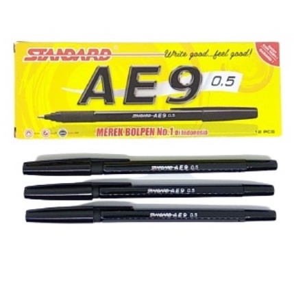 Pena / Pulpen / Ballpoin Standard AE 9 O.5 Hitam