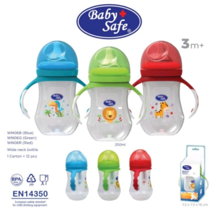 BABY SAFE WN06 Botol Susu Bayi Wide Neck dengan Handle Bottle BabySafe