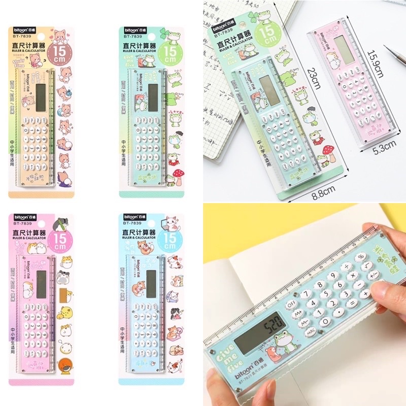 mini calculator ruler penggaris kalkultor imut