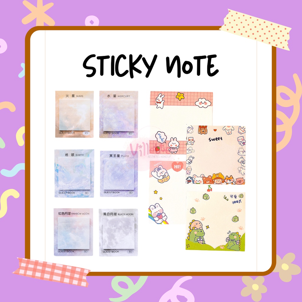 

Sticky Note Lucu Unik Sticker Penanda Aesthetic Memo Pad Bookmark untuk Tugas, Agenda, Kantor, Sekolah, Anak, Pelajar