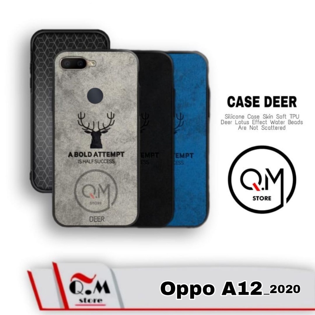 Case Oppo A12 2020 Softcase Deer Pelindung Back Cover High Quality Bermotif  Cloth Rusa Jens