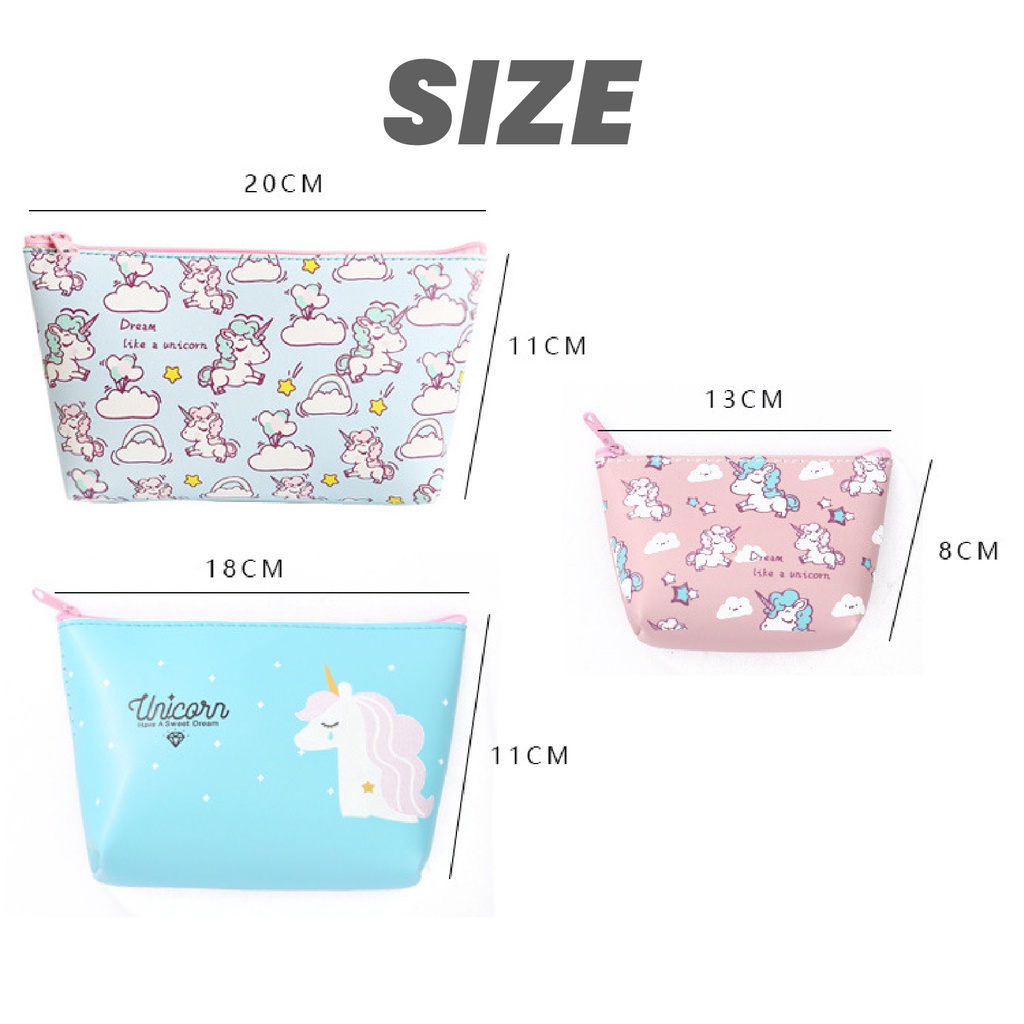 Pretty Dompet Kosmetik / Tas Aksesoris Makeup Dompet Pouch Kosmetik Karakter Lucu Unicorn