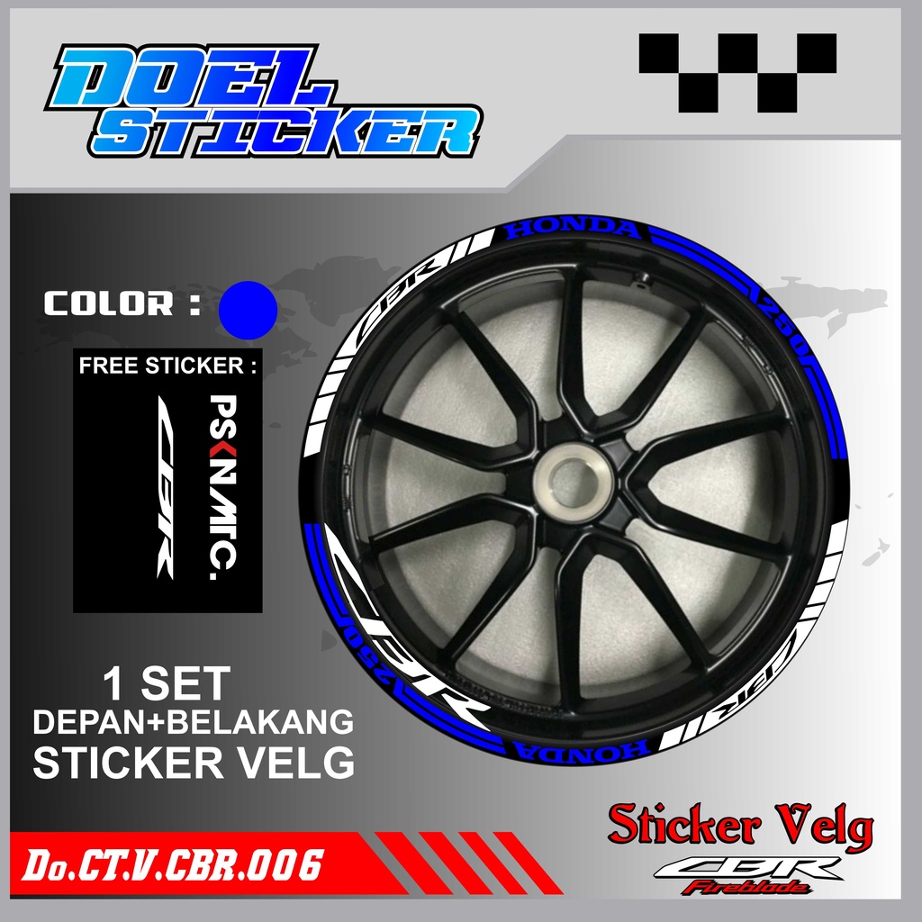 Stiker Cutting Velg CBR 150 Racing Lis List Variasi Custom Set Depan Belakang Doel 006