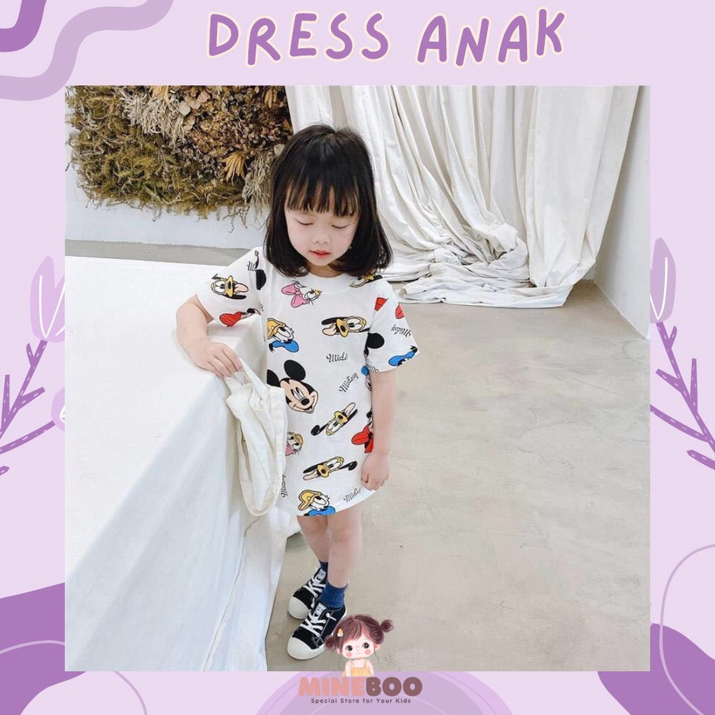 mineboo - DRESS MKY AND FRIEND EBV 1-9tahun Baju anak Perempuan Motik Minne Lucu Kaos Dress/dress pesta/gaun anak import