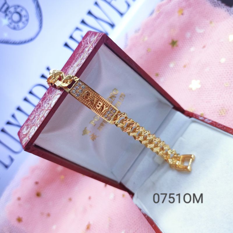 Gelang Tangan Anak Titanium Anti Karat Lapis Emas 751OM