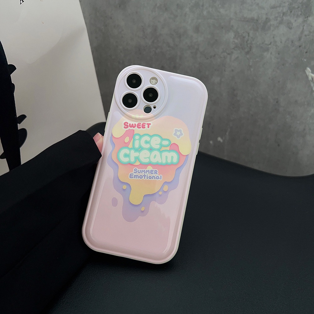 Soft Case Silikon Motif Es Krim Ungu Untuk Iphone 14 7 8 SE2020 7 + 8PLUS XS XR 11 12 13 PRO MAX