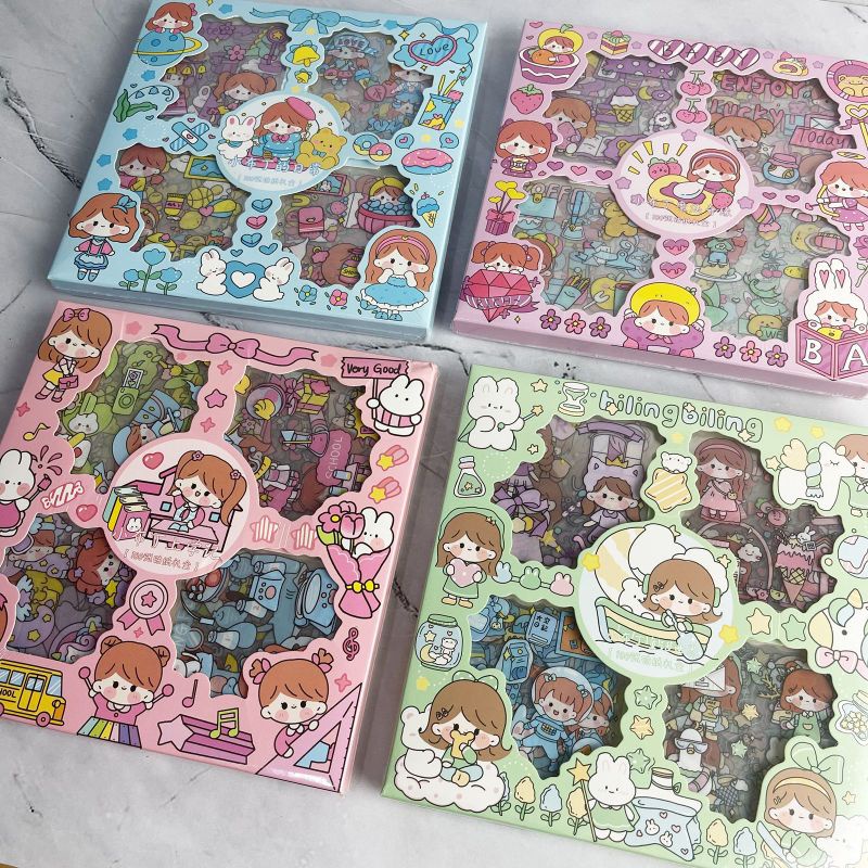 

[JH] 1Pack 100 Lembar Stiker Motif Kartun Cewek Lucu Anti Air