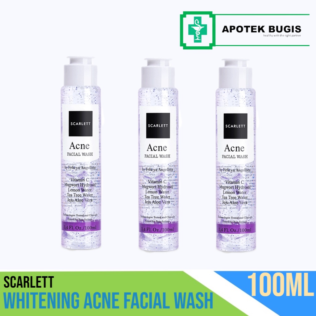 Scarlett Whitening Acne Facial Wash Size 100 ml Sabun Wajah Jerawat