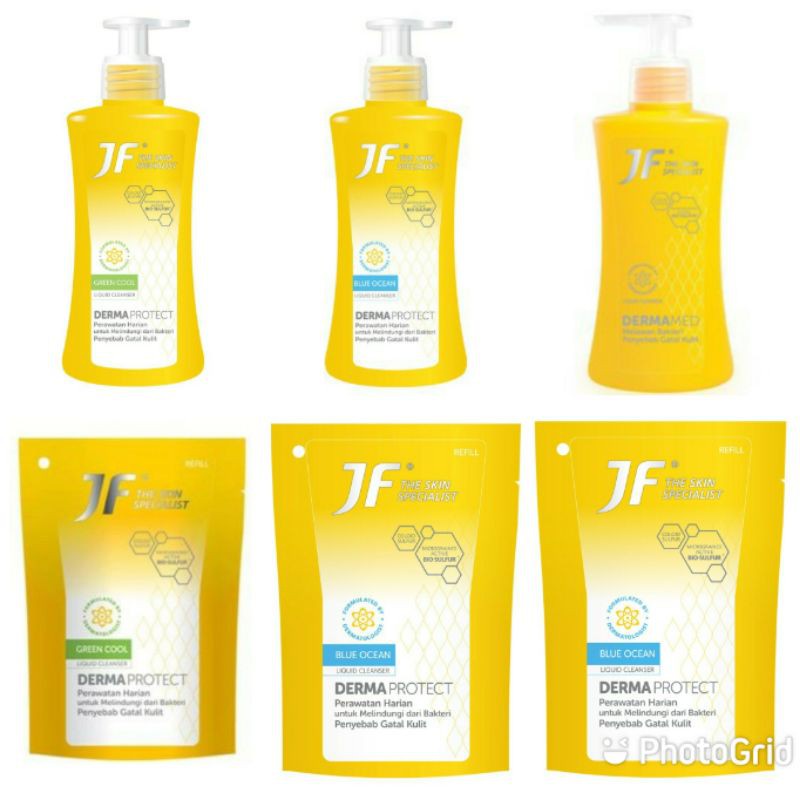 JF DERMAMED DERMA PROTECT LIQUID CLEANSER 200 ML JF SULFUR SABUN MANDI CAIR MENCEGAH GATAL KEMASAN BOTOL