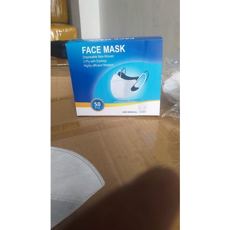 Masker Duckbill FACEMASK 3ply earloop, Hrg 1box isi 50pcs