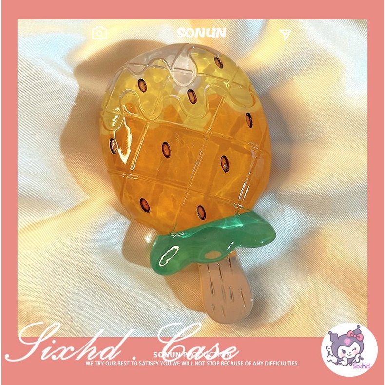 Ring Holder Handphone Universal Motif Kartun Buah Jeruk / Strawberry / Peach 3D