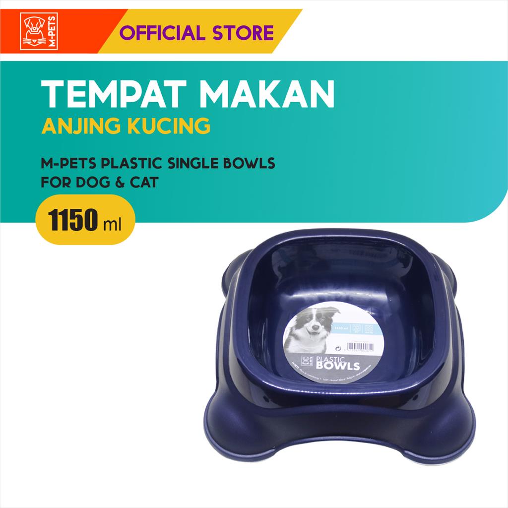 M-Pets Plastic Single Bowl 1150 ml / Tempat Makan Anjing Kucing