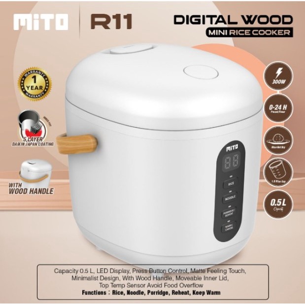 Mito Rice Cooker Mini Digital 0.5 Liter R11 4in1 Travel Magic Com