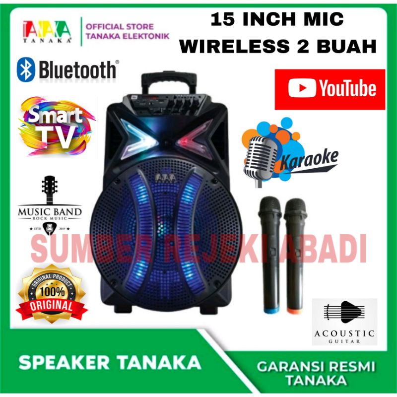DISTRIBUTOR SPEAKER PORTABLE TANAKA 15 INCH BLUETOOTH GARANSI RESMI
