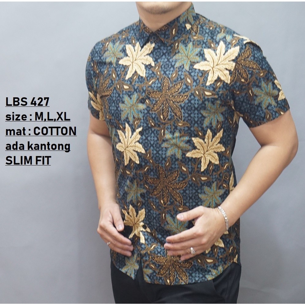 Baju Batik Pria Slimfit Kemeja Lengan Pendek Slim Fit LBS 427