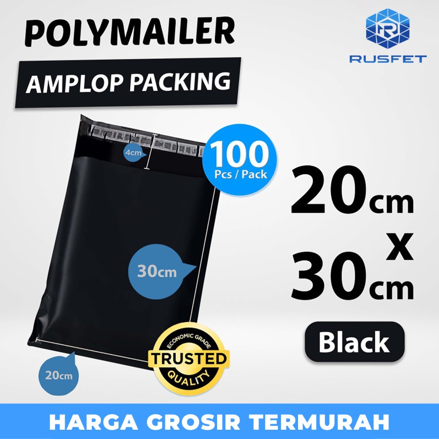 

Polymailer Pack BLACK 20CM X 30CM Plastik Packing Olshop Ekonomis