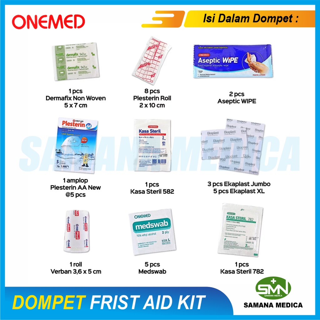 Dompet P3K warna merah ONEMED Dompet Frist Aid Kit Promo Murah BESAR + ISI