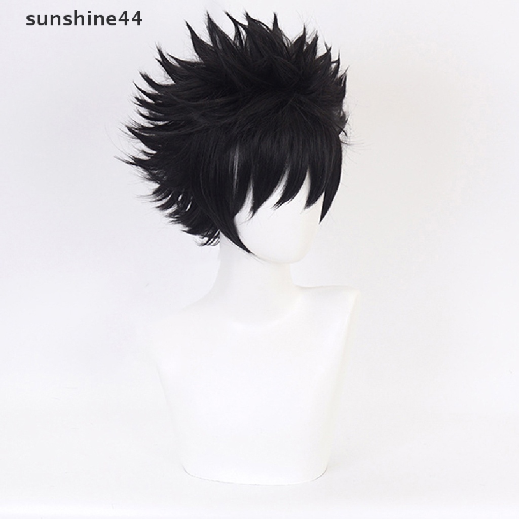 Sunshine Wig / Rambut Palsu Hitam Bergelombang Karakter Kartun Anime Dabi Untuk Cosplay