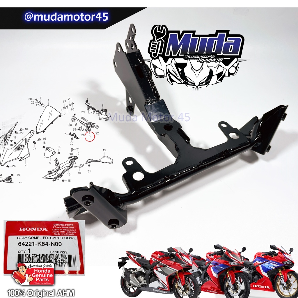 TANDUK RUSA CBR250RR DUDUKAN LAMPU DEPAN 64221-K64-N00 RANGKA PANGKON HEAD LAMP CBR 250 2016 2017 20