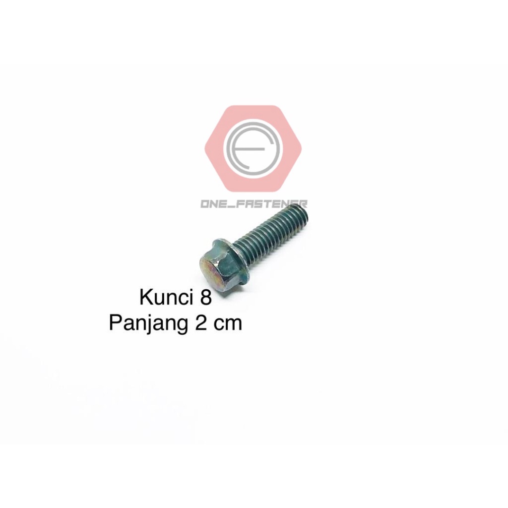 Baut Flange Bolt M6x20 Hijau Kunci 8 blok mesin cvt 6mm 2cm ulir 10