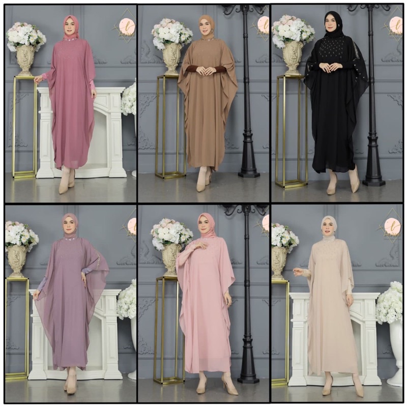 KAFTAN SYABIL PREMIUM BAHAN CERUTY BABYDOLL KOMBINASI PAYET SWAROSKY IMPORT / KAFTAN WANITA ORIGINAL