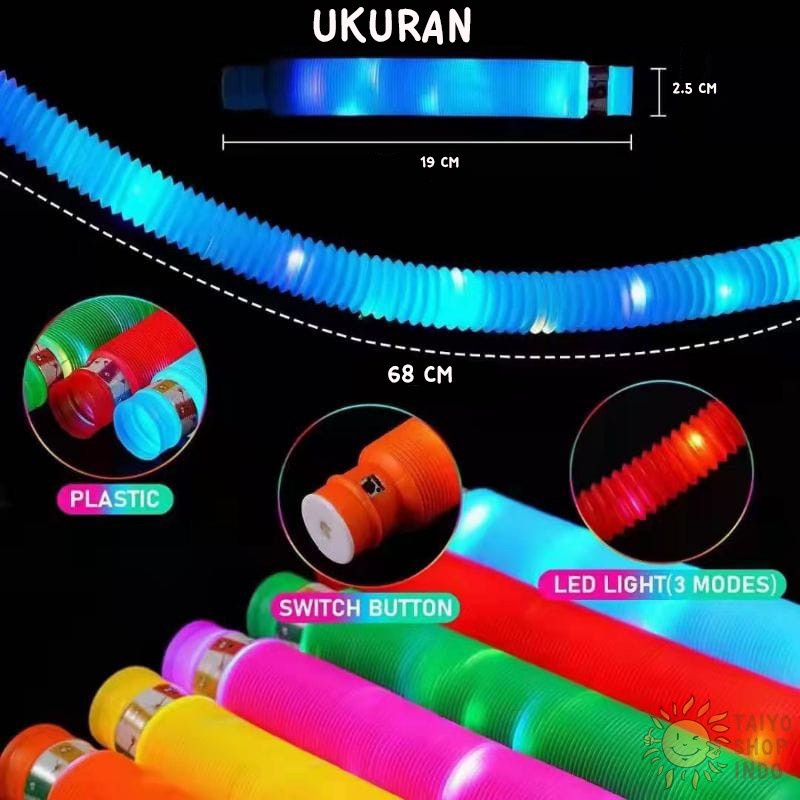 Light Up Pop Tubes Pipes LED Stick Pipa Selang Mainan Anak