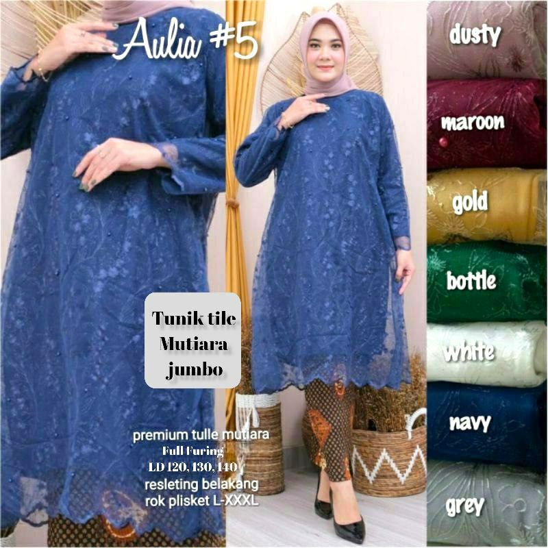 kebaya SUPER JUMBO LD 120-150 tunik kebaya tile mutiara | atasan tunik brokat tile mutiara