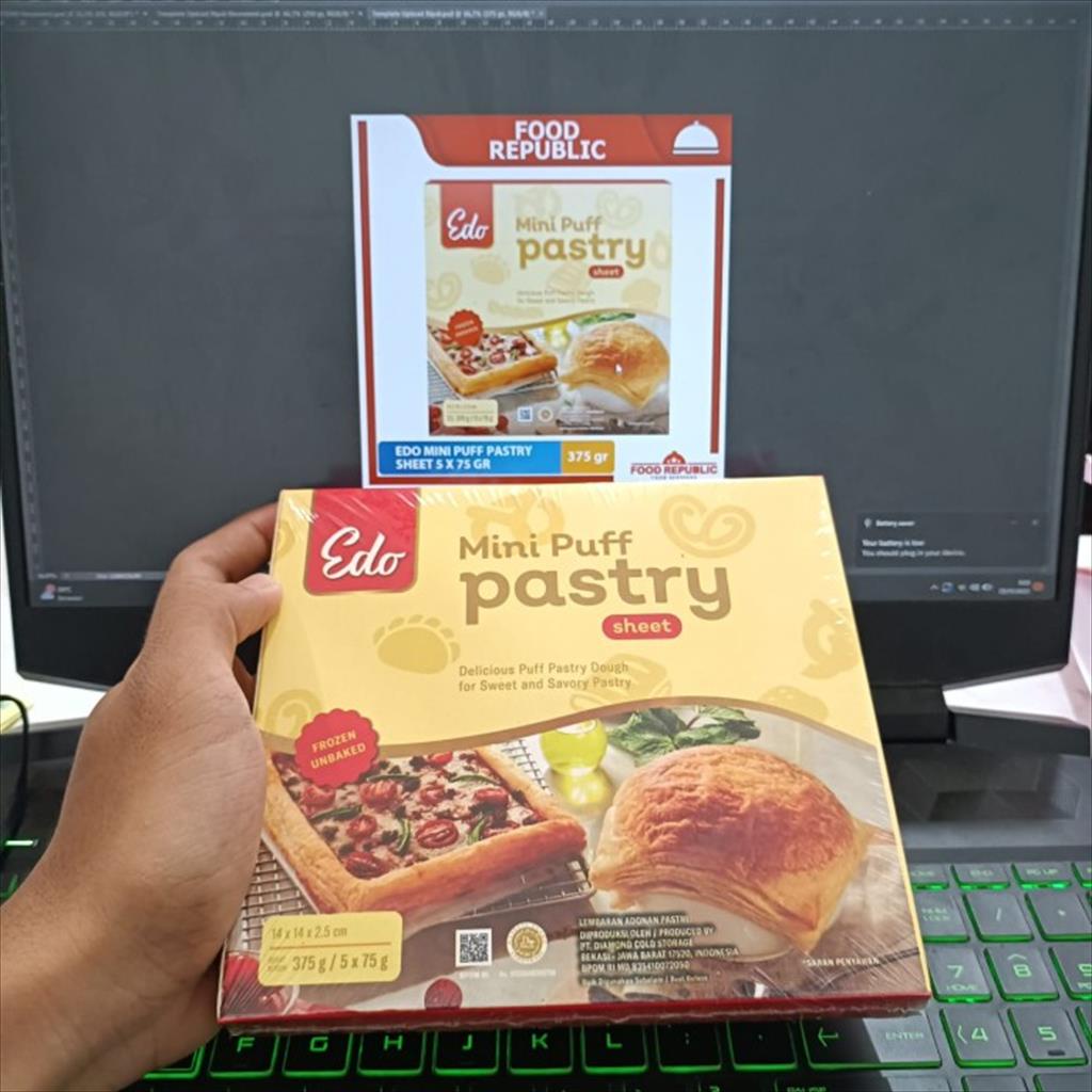 Edo Mini Puff Pastry Sheet 375 gr Kulit Lembaran Adonan Pastri Halal