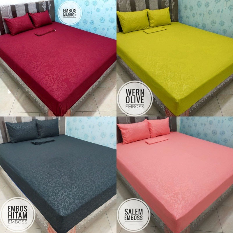 PROMO SPREI EMBOS POLOS UKURAN 200 X 200CM 2 BANTAL+2 GULING MEREK WANNA  LEMBUT DAN ANTI LUNTUR - BISA COD