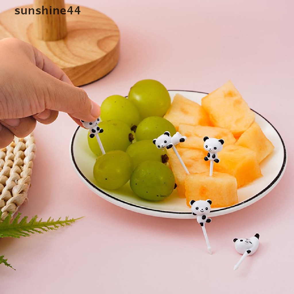 Sunshine 8pcs Garpu Buah Mini Desain Kartun Binatang Peternakan Untuk Anak Selection