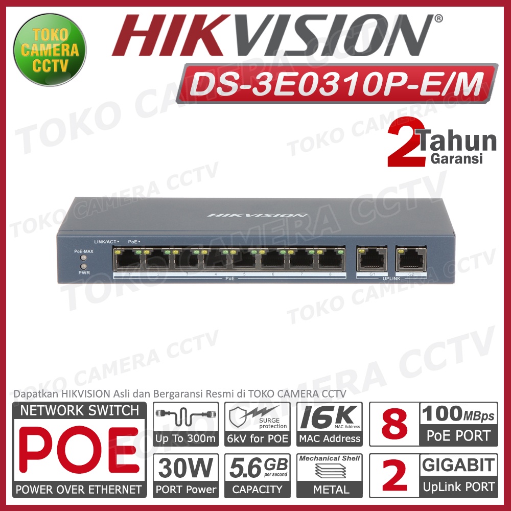 SWITCH POE 8 PORT HIKVISION DS-3E0310P-E/M FOR IP CAMERA