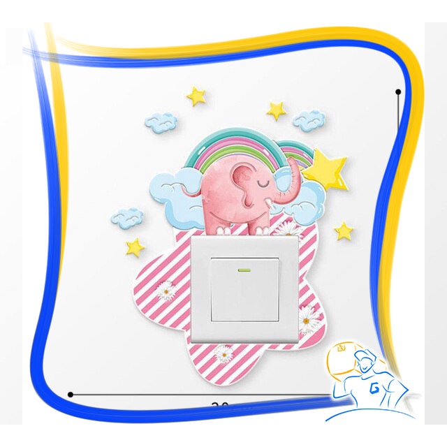 Frame Stiker Saklar Lampu Switch Dekorasi Dinding Motif Lucu Unicorn Kelinci Kucing Tempel Glow In Dark