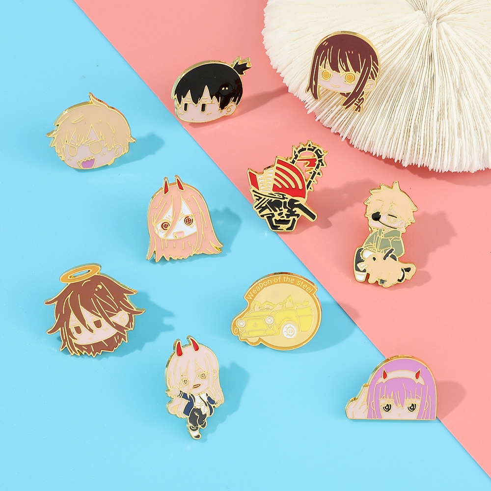 Chainsaw Man Bros Pin Karakter Kartun Lucu Enamel Pin Lencana Anime Perhiasan Hadiah Untuk Fans Teman