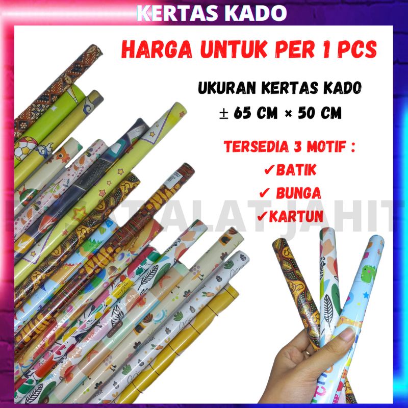 

Kertas kado pembungkus bungkus kemasan kado motif kartun batik per pcs