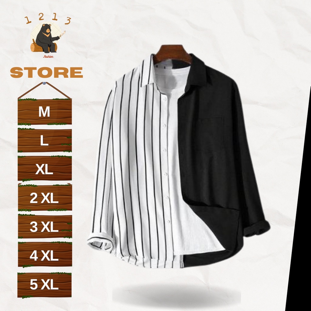 Kemeja Lengan Panjang Pria Salur