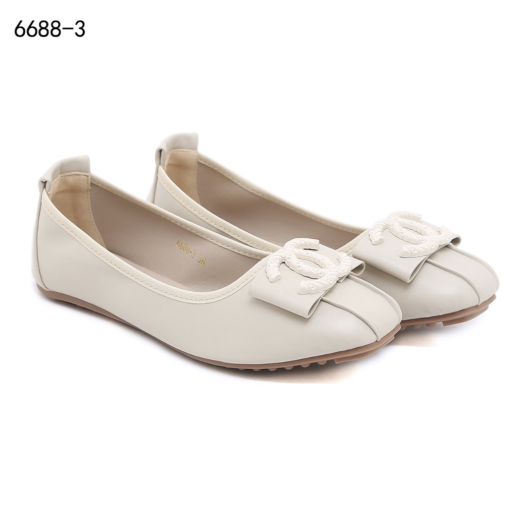 CH Leather CC Logo Bow Flats Shoes 6688-3