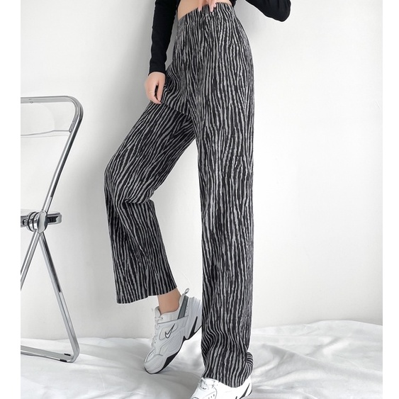 [Premium]Women Striped Culotte Tall waist Pants  2433