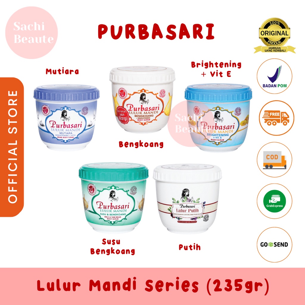 Purbasari Lulur Mandi 235gr Body Scrub Membuat Kulit Cerah Berkilau