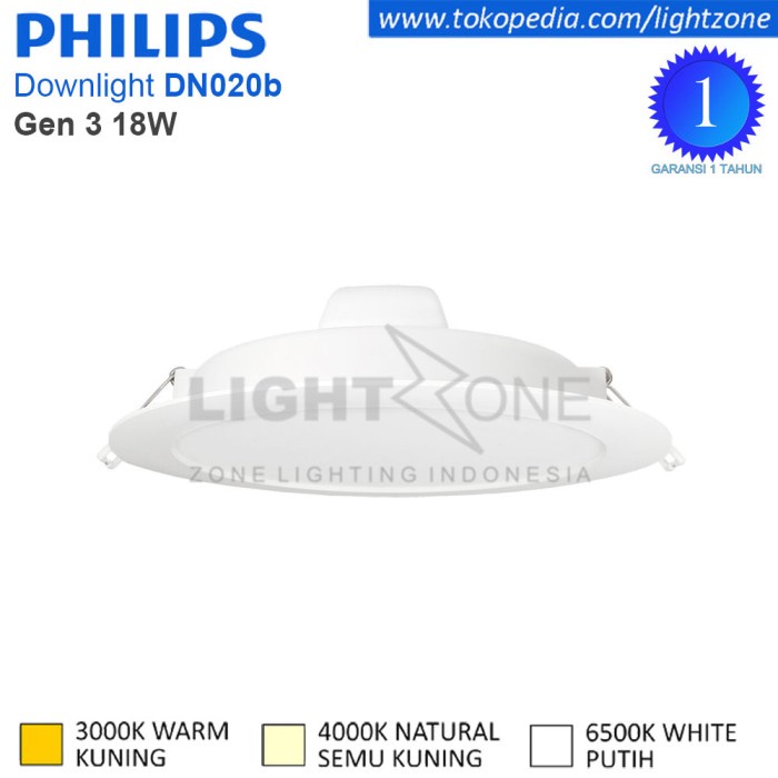 Bohlam Lampu Downlight Led Philips Dn020B Gen 3 18 Watt 18W