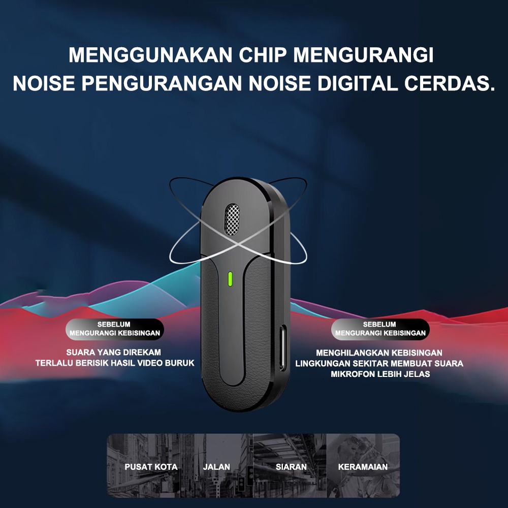 Mic Wireless Microphone Bluetooth Mikrofon Lavalier Nirkabel clip on untuk Merekam YouTube TikTok Facebook Live Stream Vlogging