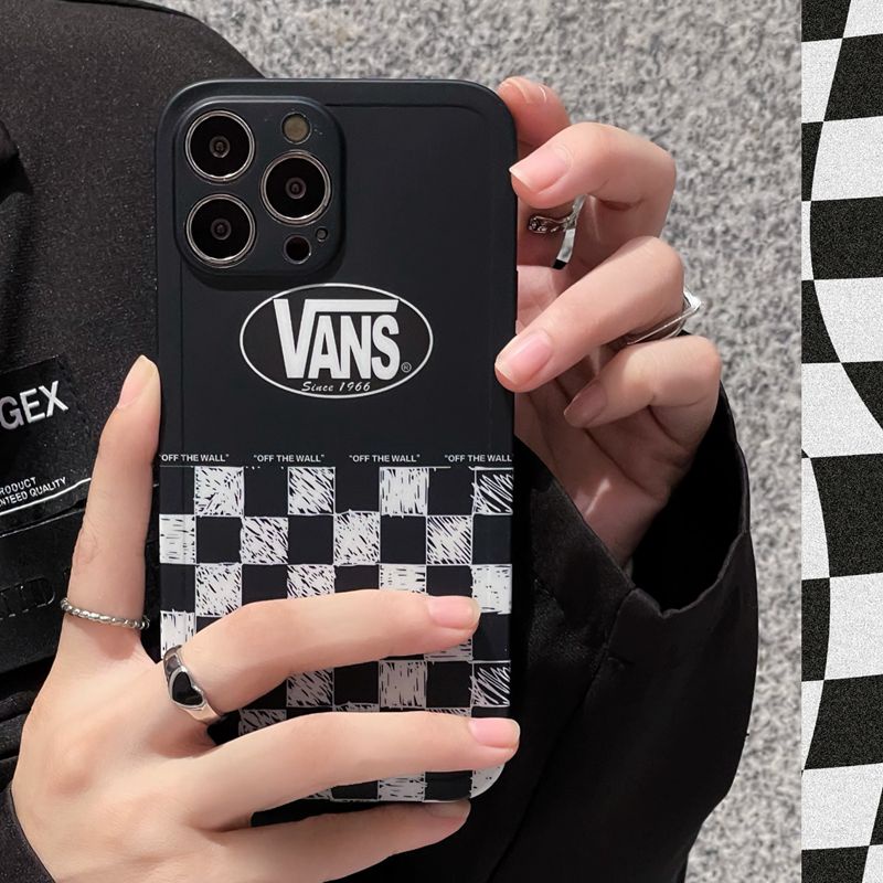 Luxury IMD Case HP iP IPhone X Xr Xs Max14 Plus+Apple IPhone 11 12 13 Pro Max Sarung Silikon Pria Casing HP Vans Checkerboard