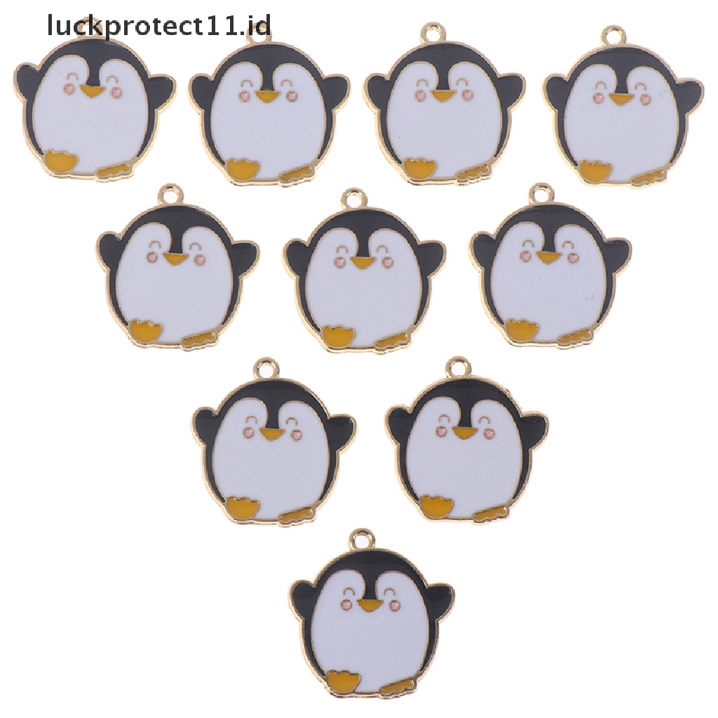 10pcs / set Liontin enamel Bentuk Kartun penguin Untuk Membuat Perhiasan