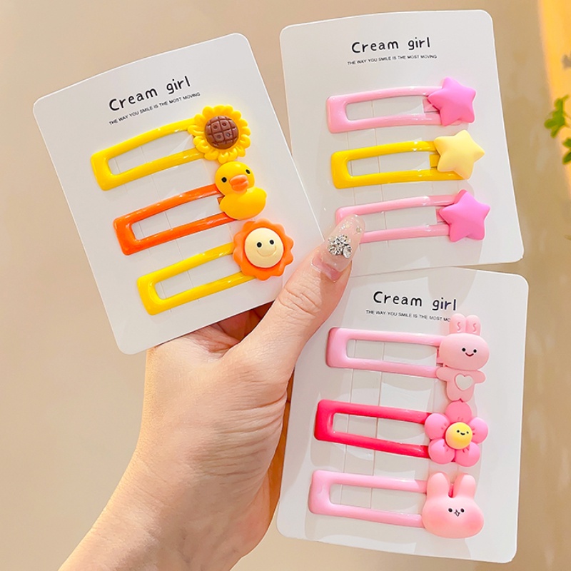 3 Set Jepit Rambut Poni Samping Warna Permen Untuk Anak Perempuan