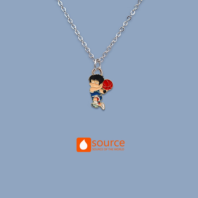 Kalung Rantai Liontin Kartun Slam Dunk Master Hanamichi Sakuragi Bahan Stainless Steel Alloy Untuk Wanita