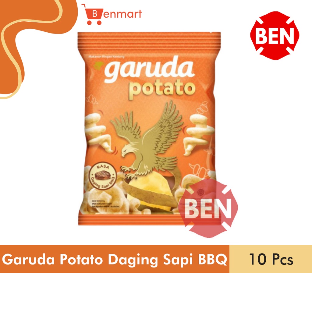 

Garuda Potato DAGING SAPI BBQ 1 Renceng 10 Pcs - Kentang Tornado