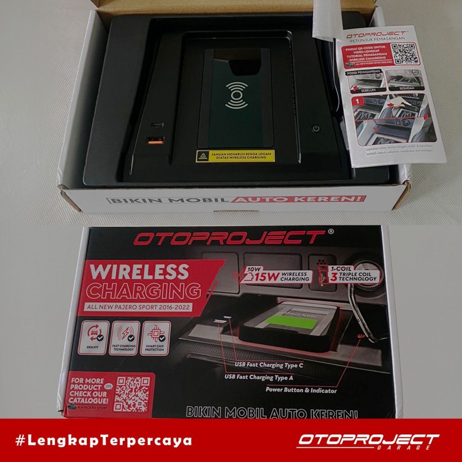 OTOPROJECT Charger Mobil All New Pajero Sport 2016 2017 2018 2019 2021 2022 Fast Charging Wireless