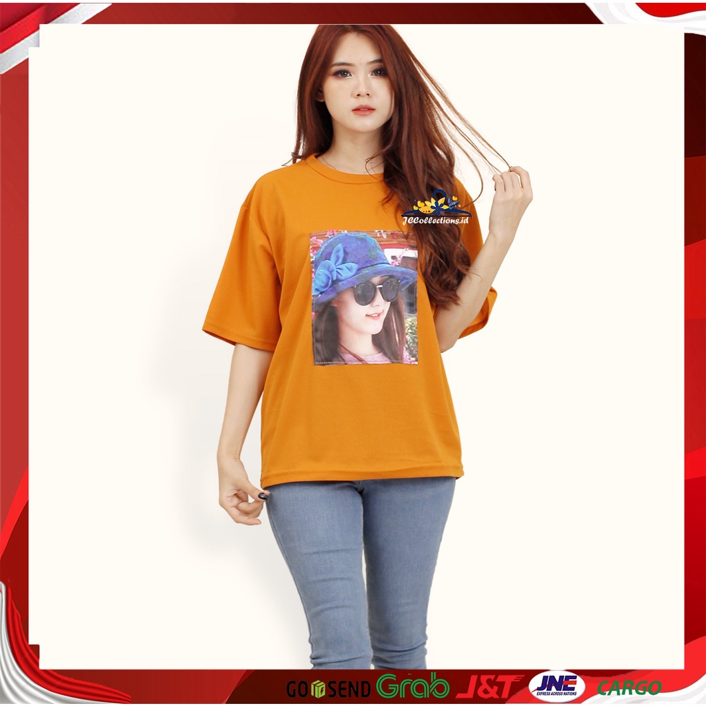 Kaos Wanita Jumbo Oversized Lengan pendek Wanita  Gaya Korea print DTF Indrarini - JCCollections