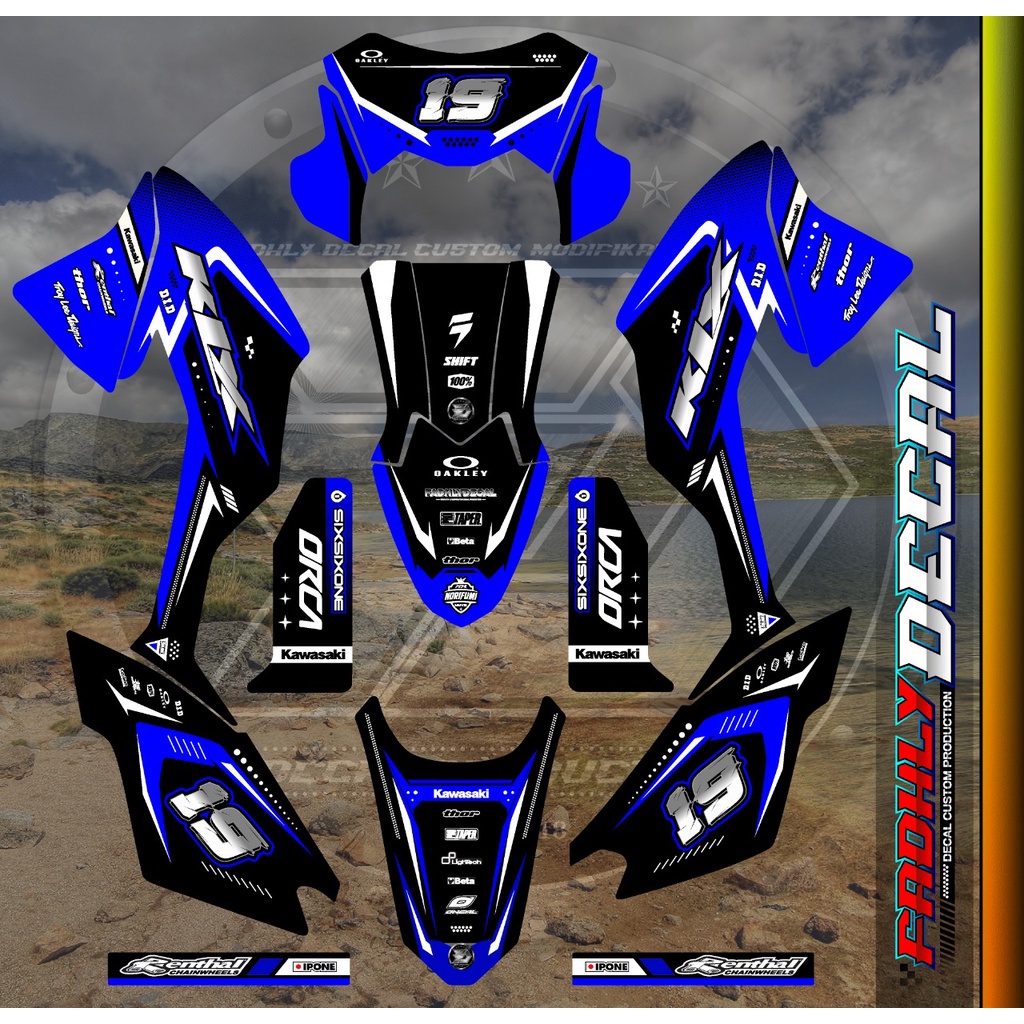 (MURAH BERKUALITAS) Decal Khusus body standart KLX BF / G / Extreme HITAM BIRU PUTIH KEREN STICKER F
